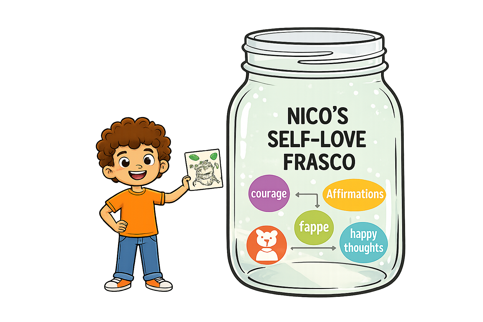 Nico, the toddler who carries the Mason Jar of Self-Love